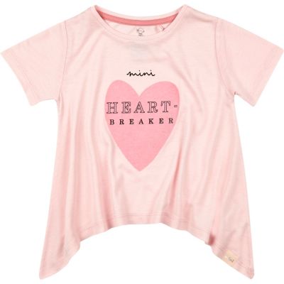 Mini girls pink heart print t-shirt